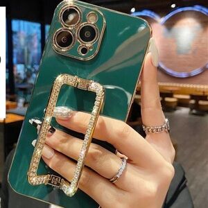 Gold iPhone 13 Pro case with camera cutout and grip feature